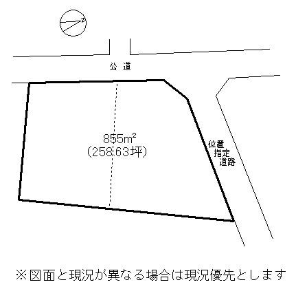 Compartment figure. Land price 9.8 million yen, Land area 855 sq m