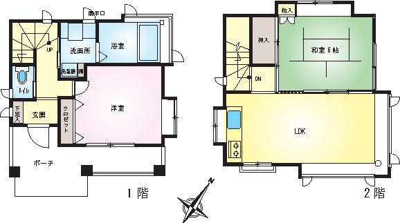 Floor plan. 14.5 million yen, 2DK, Land area 360 sq m , Building area 54.96 sq m