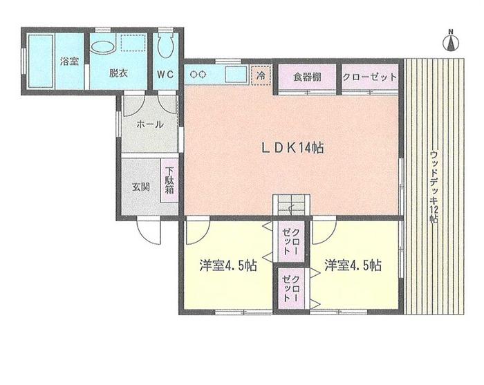 Floor plan. 18,700,000 yen, 2LDK + S (storeroom), Land area 204 sq m , Building area 62.9 sq m