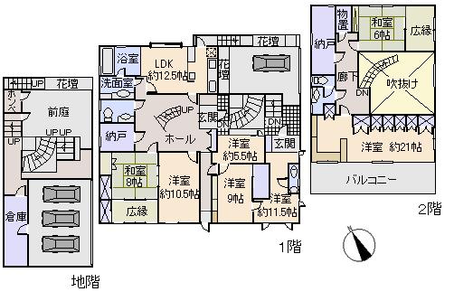 Floor plan. 59,800,000 yen, 5LDK + 2S (storeroom), Land area 338.42 sq m , Building area 325.61 sq m