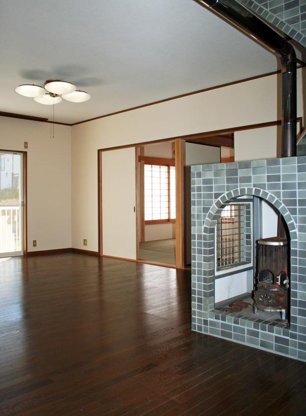 Living. Living room with a wood-burning stove