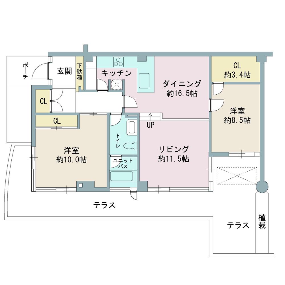 Floor plan. 2LDK, Price 7.8 million yen, Footprint 109.31 sq m , Balcony area 47.24 sq m