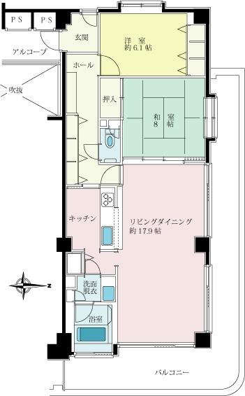 Floor plan. 2LDK, Price 8 million yen, Occupied area 81.64 sq m , Balcony area 30.73 sq m