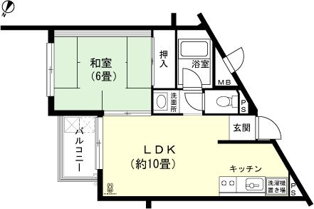 Floor plan. 1LDK, Price 1.7 million yen, Occupied area 37.12 sq m , Balcony area 3.75 sq m