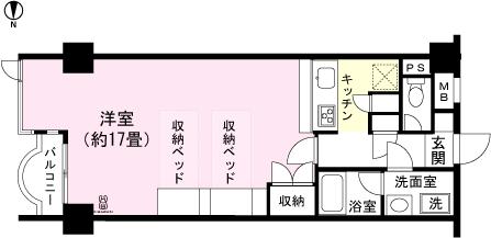Floor plan. Price $ 40,000, Footprint 42.7 sq m , Balcony area 2.64 sq m