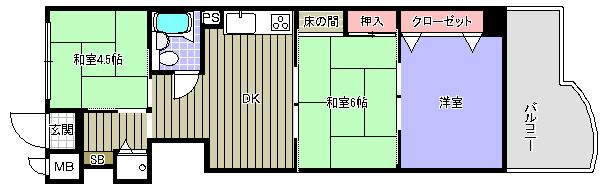 Floor plan. 3DK, Price 4.95 million yen, Occupied area 51.61 sq m
