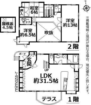 Floor plan. 19,800,000 yen, 3LDK, Land area 363 sq m , Building area 134.35 sq m