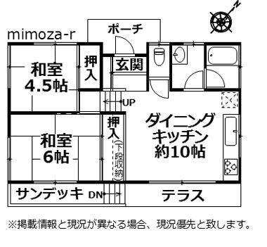 Floor plan. 9.7 million yen, 2DK, Land area 509.94 sq m , Building area 49.35 sq m