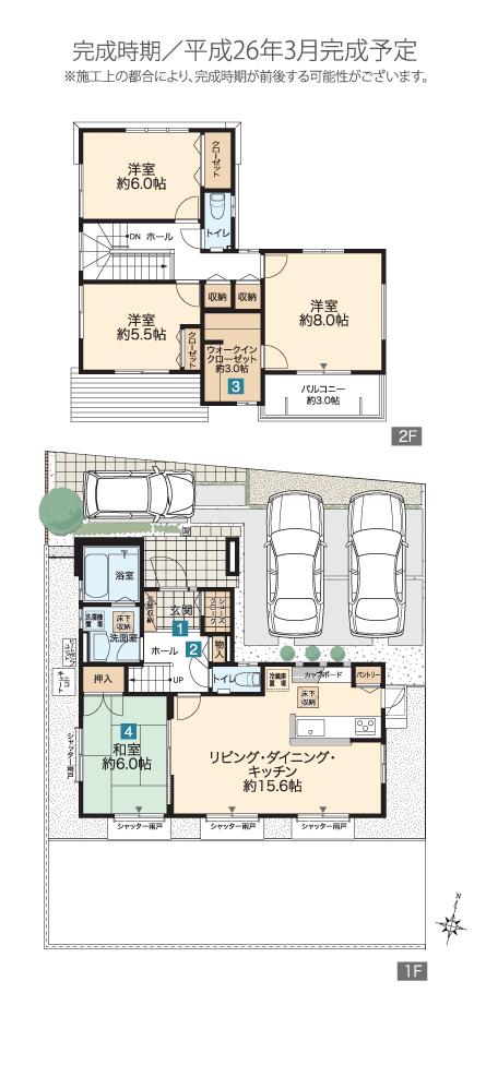 Floor plan. (3), Price 28.5 million yen, 4LDK, Land area 166.12 sq m , Building area 105.58 sq m