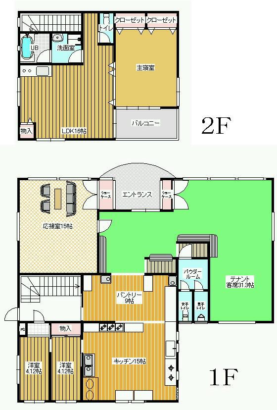 Floor plan. 21 million yen, 4LLDDKK, Land area 449.66 sq m , Building area 220.68 sq m 1F store for