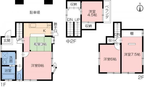 Floor plan. 7,980,000 yen, 3LDK, Land area 109.34 sq m , It is a floor plan of a building area of ​​81.14 sq m mezzanine 3LDK