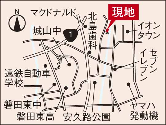 Local guide map. Acro park (740m) and ion Town Iwata (750m), Nishikai nursery (1250m) is happy environment in child-rearing within walking distance. Local guide map
