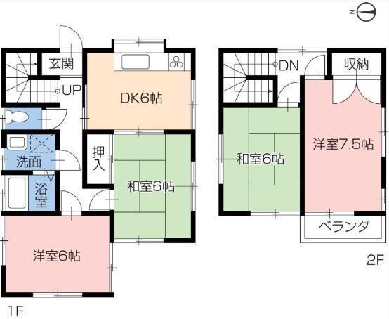 Floor plan. 12,980,000 yen, 4DK, Land area 165.77 sq m , Building area 77.01 sq m