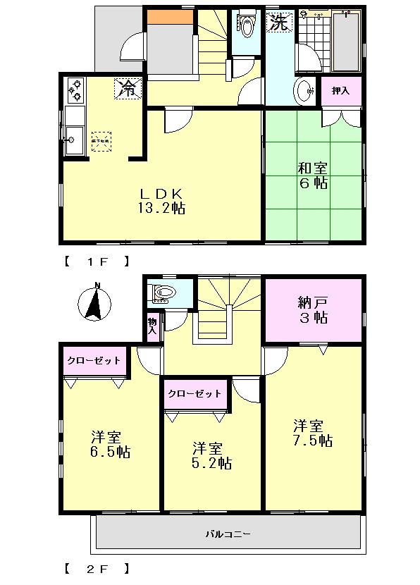 Floor plan. 26,800,000 yen, 4LDK+S, Land area 156.15 sq m , Building area 93.15 sq m