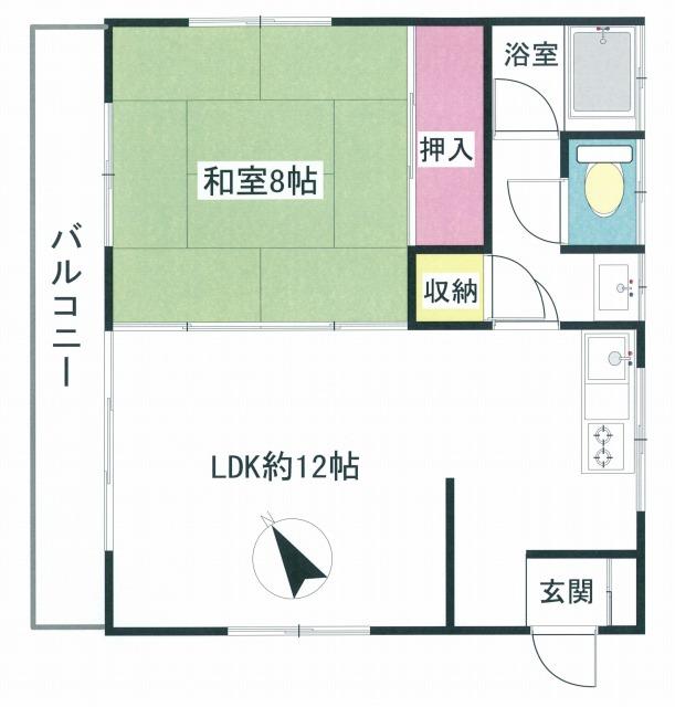 Floor plan. 3.4 million yen, 1LDK, Land area 230 sq m , Building area 46.37 sq m