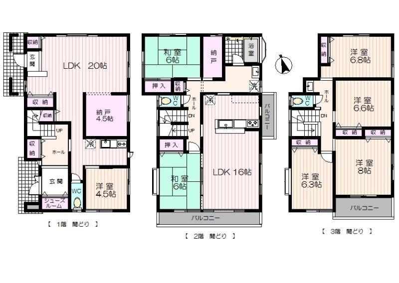 Floor plan. 24,900,000 yen, 7LDK+S, Land area 183.15 sq m , Building area 200.39 sq m Floor