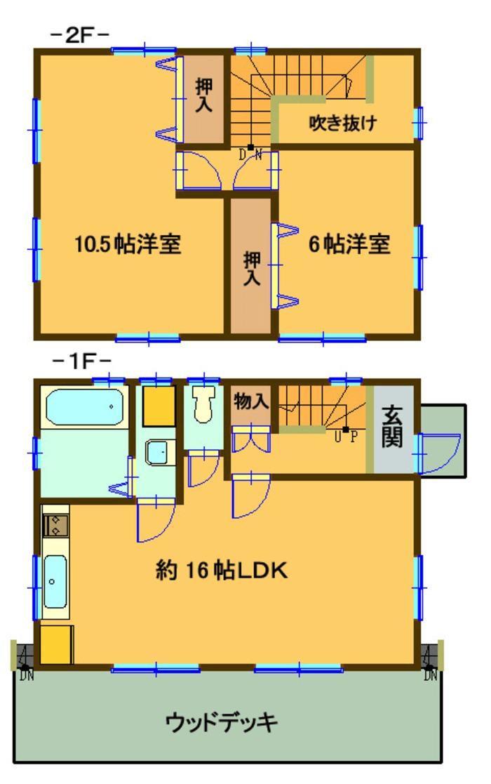 Floor plan. 9.8 million yen, 2LDK, Land area 336 sq m , Building area 76.17 sq m