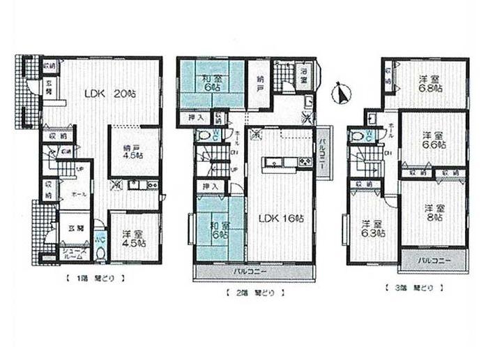 Floor plan. 24,900,000 yen, 7LDK + S (storeroom), Land area 183.15 sq m , Building area 200.39 sq m