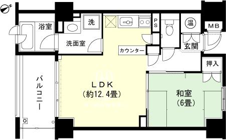 Floor plan. 1LDK, Price 4.5 million yen, Occupied area 47.35 sq m , Balcony area 6.84 sq m