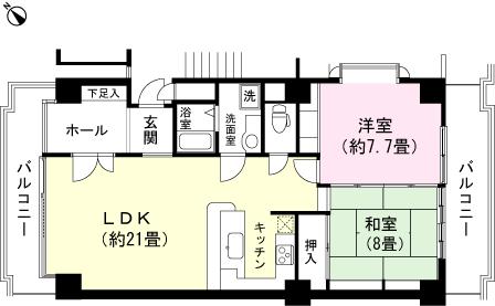 Floor plan. 2LDK, Price 11 million yen, Occupied area 82.65 sq m , Balcony area 17.14 sq m
