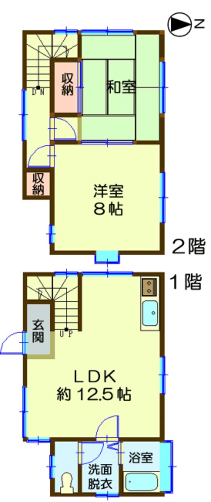 Floor plan. 4.5 million yen, 2LDK, Land area 128 sq m , Building area 62.92 sq m