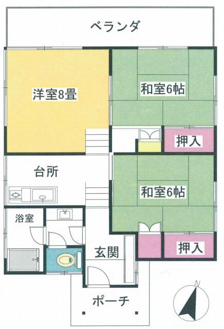 Floor plan. 2.8 million yen, 2LDK, Land area 306 sq m , Building area 55.88 sq m