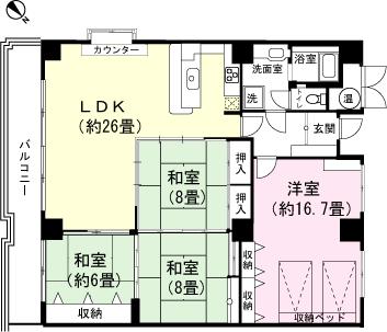 Floor plan. 4LDK, Price 18 million yen, Footprint 135.78 sq m , Balcony area 16.31 sq m