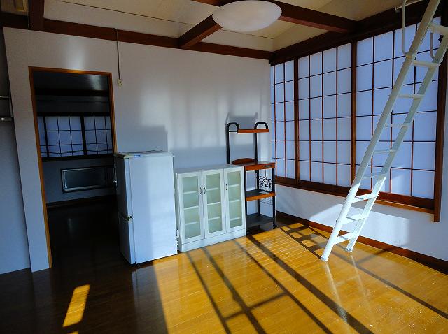 Living and room. refrigerator With cupboard