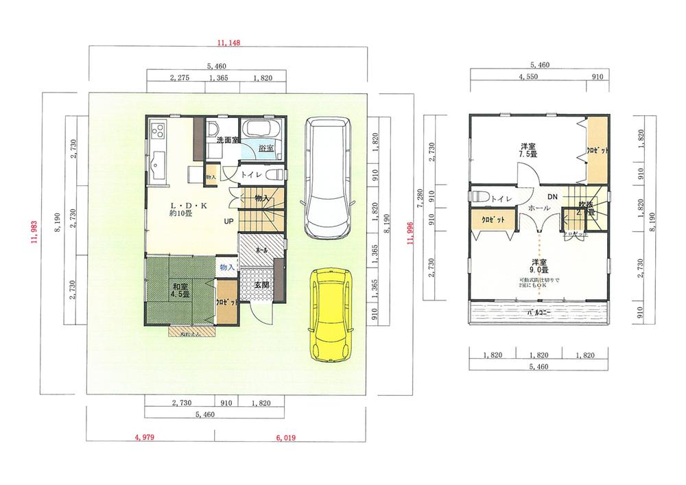 Floor plan. 24.5 million yen, 3LDK, Land area 152.94 sq m , Building area 82.8 sq m   1F Japanese-style room 4.5 Pledge LDK10.5 Pledge 2F Room 9 Pledge (movable partition Allowed) and 7.5 Pledge  