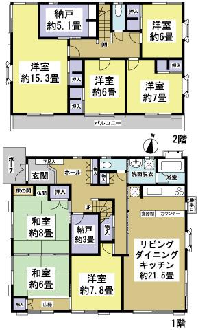 Floor plan. 31 million yen, 7LDK+S, Land area 450.15 sq m , Building area 191.46 sq m floor plan