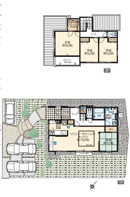 Floor plan. (No.2), Price 31,400,000 yen, 4LDK, Land area 209.11 sq m , Building area 105.99 sq m