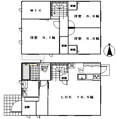 Floor plan. 25 million yen, 3LDK + S (storeroom), Land area 213.5 sq m , Building area 95.54 sq m
