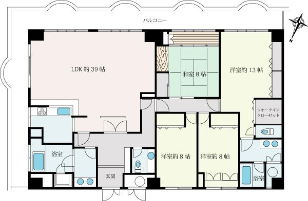 Floor plan. 4LDK + S (storeroom), Price 29,800,000 yen, Footprint 198 sq m , Balcony area 49.25 sq m