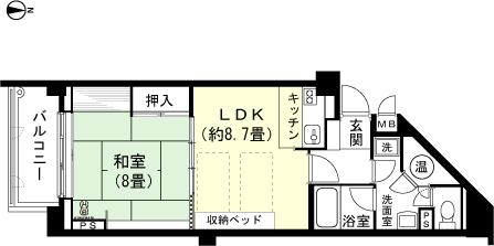 Floor plan. 1LDK, Price 3.8 million yen, Occupied area 49.09 sq m , Balcony area 5.63 sq m