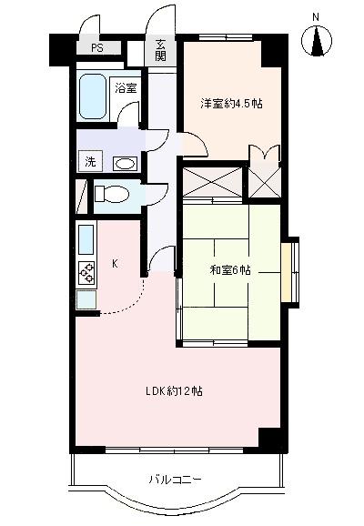 Floor plan. 2LDK, Price 8.3 million yen, Occupied area 52.26 sq m , Balcony area 6.6 sq m