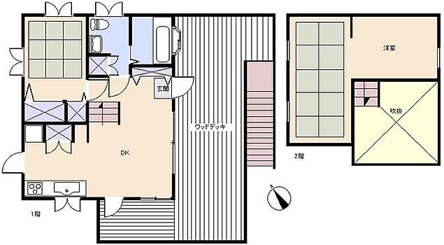 Floor plan. 9.8 million yen, 2LDK, Land area 497.49 sq m , Building area 66.96 sq m Floor