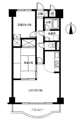 Floor plan. 2LDK, Price 2 million yen, Footprint 56.7 sq m , Balcony area 6.6 sq m floor plan