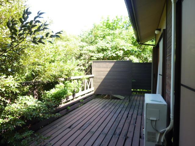 Balcony. Wood deck