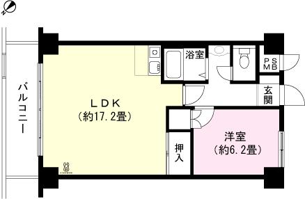 Floor plan. 1LDK, Price 3.5 million yen, Occupied area 51.84 sq m , Balcony area 8.1 sq m