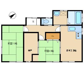 Floor plan. 6.5 million yen, 2DK + S (storeroom), Land area 586 sq m , Building area 55.07 sq m