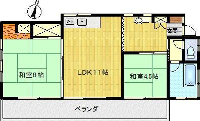 Floor plan. 4 million yen, 2LDK, Land area 412 sq m , Building area 56.15 sq m
