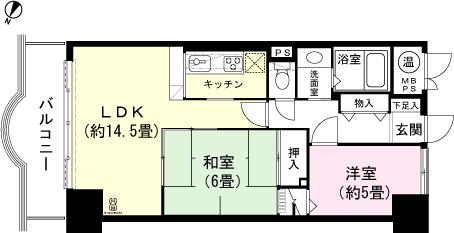 Floor plan. 2LDK, Price 6.1 million yen, Footprint 59.4 sq m , Balcony area 8.8 sq m