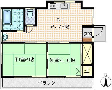 Floor plan. 2 million yen, 2DK, Land area 148 sq m , Building area 41.41 sq m