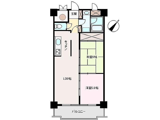 Floor plan. 2LDK, Price 6.5 million yen, Occupied area 53.51 sq m , Balcony area 8.53 sq m Floor