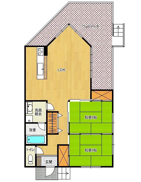 Floor plan. 12 million yen, 2LDK, Land area 672 sq m , Building area 69.59 sq m