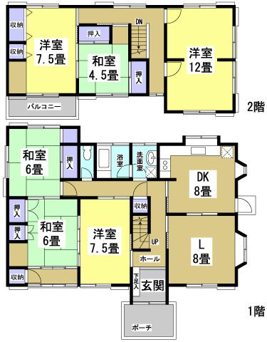 Floor plan. 10 million yen, 6LDK, Land area 227.14 sq m , Building area 148.22 sq m