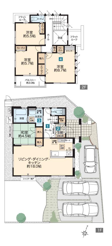 Floor plan. (1-7), Price 29,800,000 yen, 4LDK, Land area 167.38 sq m , Building area 104.6 sq m