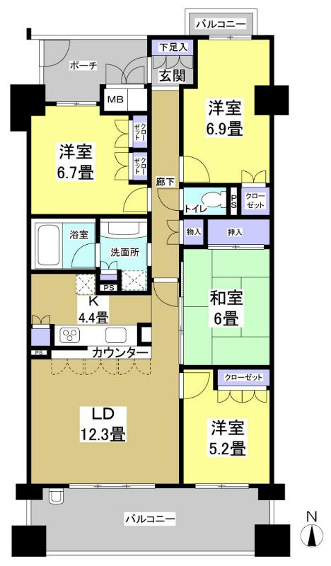 Floor plan. 4LDK, Price 23,900,000 yen, Occupied area 90.91 sq m
