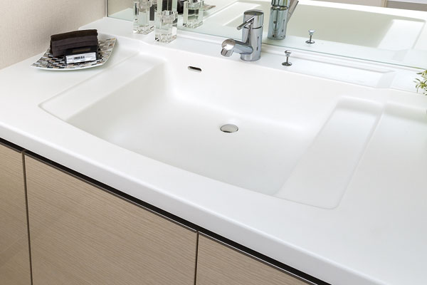 Bathing-wash room.  [Artificial marble integrated counter] There is no seam between the bowl, Care is also easy to integrated counter (same specifications)