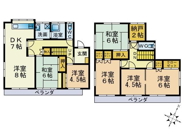 Floor plan. 21,800,000 yen, 6LDK, Land area 229.44 sq m , Building area 119.88 sq m